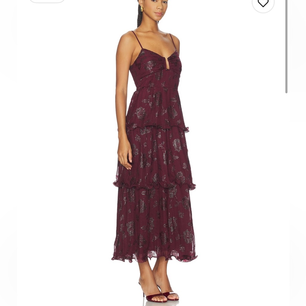 Astr Lupin Wine Floral Print Dress